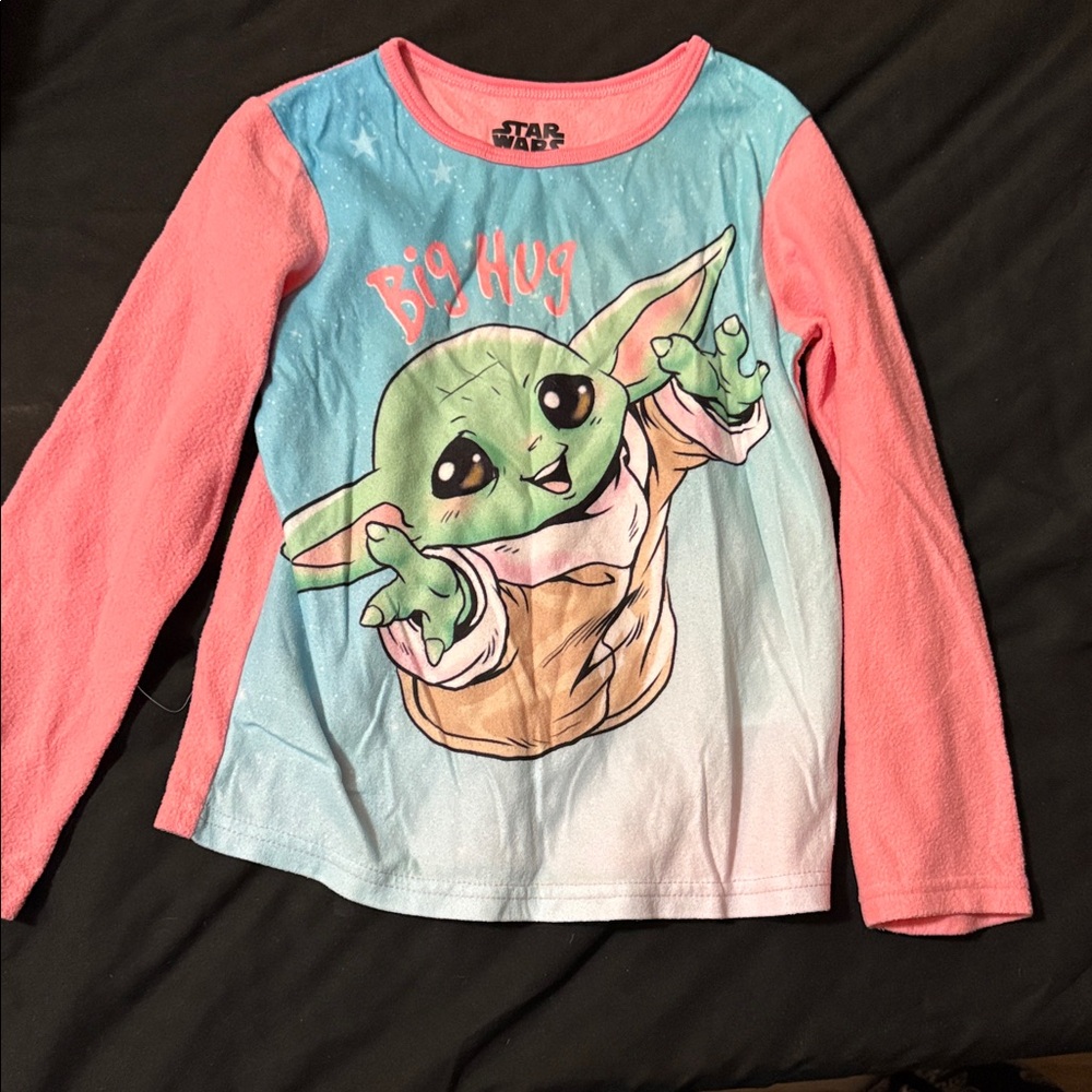 Star Wars Kids Long Sleeve Pink and Blue Yoda Tee